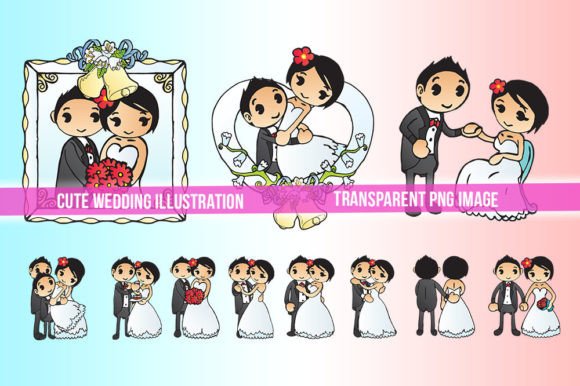 Adorable Wedding Art: Using Cute Couple Illustration 1