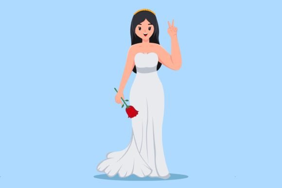 Beautiful Wedding Character Illustration for Modern Design