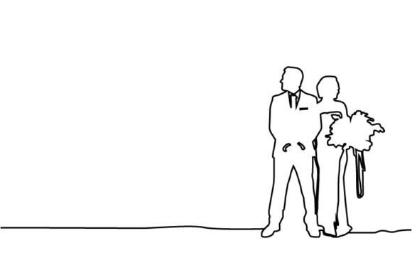 Elegant Minimalism: Using Abstract Line Art Couple Wedding Vector