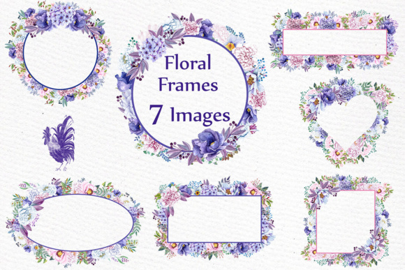 Elegant Watercolor Peonies Frames Clipart for Wedding Invitations