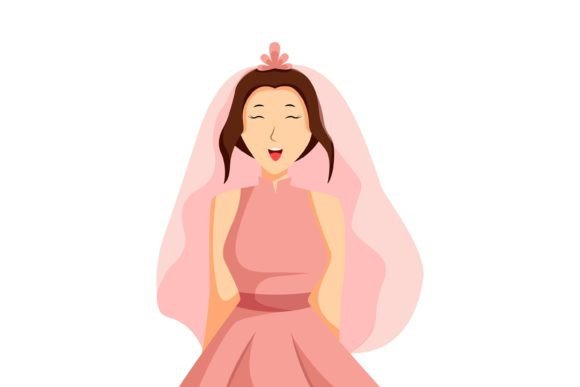 Happy Girl at Wedding Illustration: Capturing Pure Joy in Vector Art