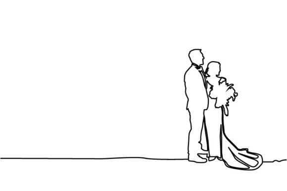 Timeless Romance: Using Abstract Line Art Couple Wedding Design