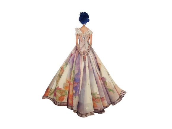 Watercolor Wedding Dress PNG Clipart: A Designer's Asset