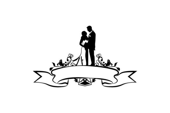 Wedding Silhouette Banner Illustration for Designers